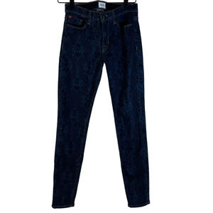 Hudson Womens Skinny Jeans Blue Snake Print Pockets Dark Wash Mid Rise USA 28